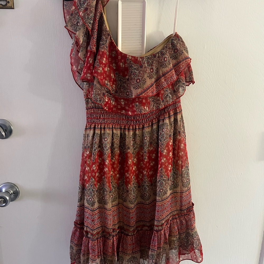 Gypsy Mystic One Shoulder Dress in Elegant Red